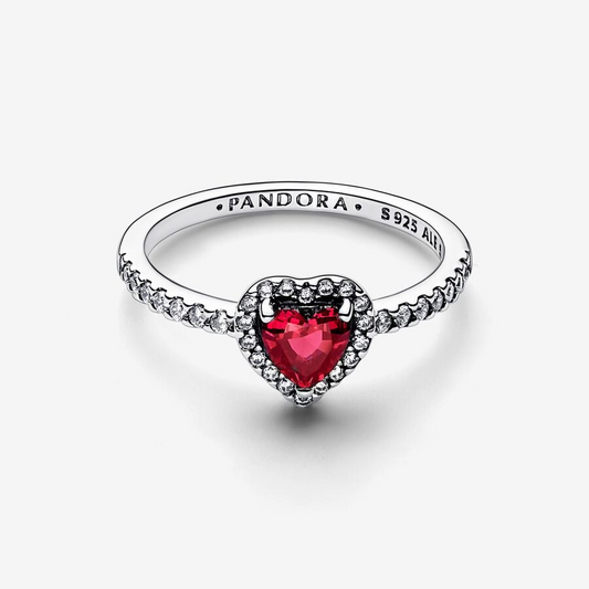 Anillo Corazón Nivelado Rojo Brillante